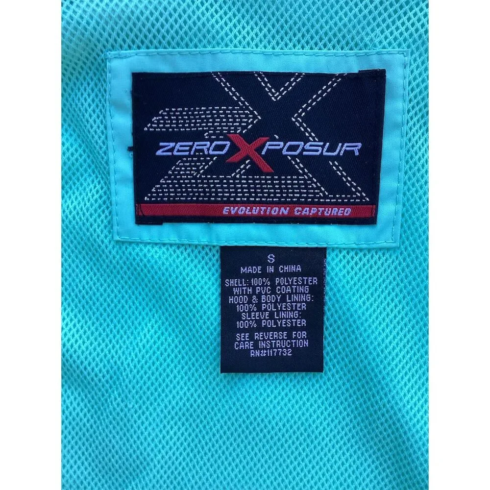 ZeroXposur Women's Aqua‎ Blue Hooded Rain Jacket Windbreaker Size S